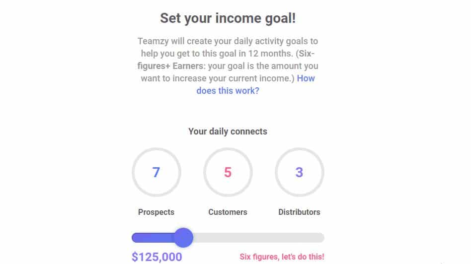 teamzy income goal