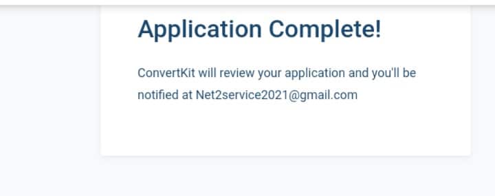 ConvertKit notification upon submission of affiliate program application