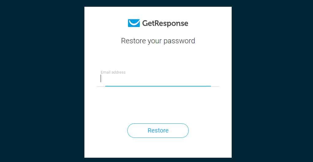 Recover password for GetResponse Affiliate account