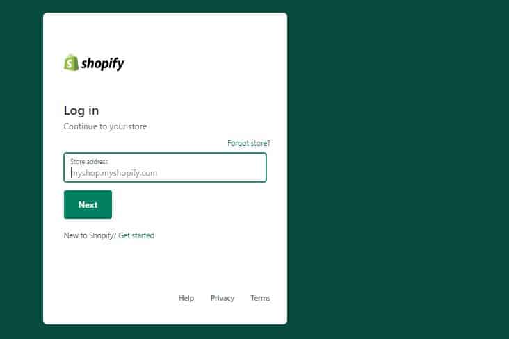 shopify login store name