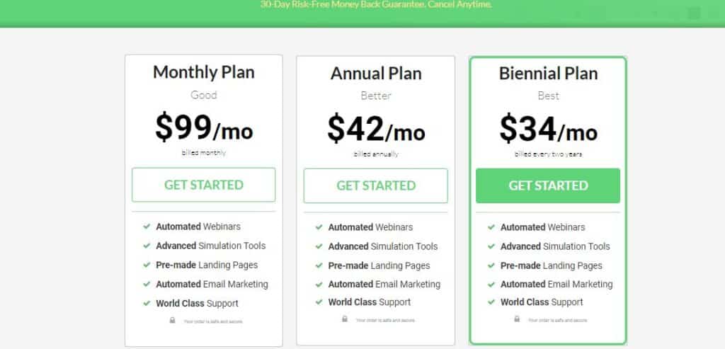 Pricing plans of EverWebinar