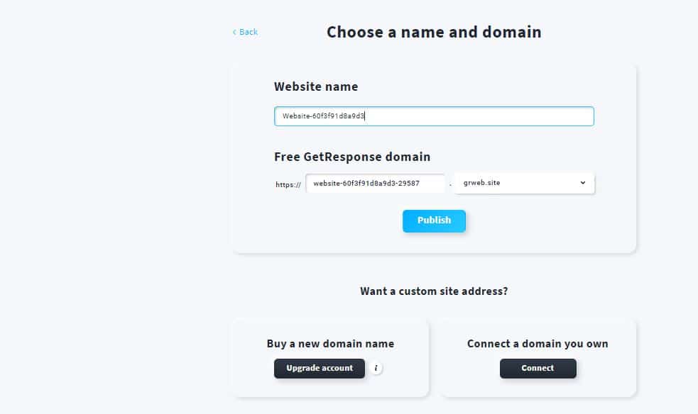 GetResponse Website Builder Domain Connection