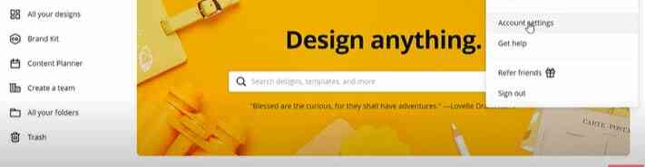 canva account setting