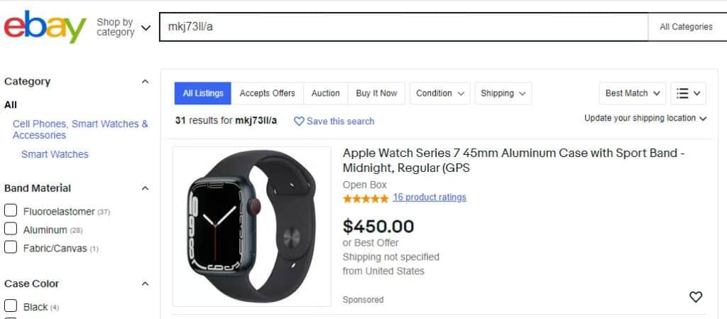 using MPN on ebay to search for products