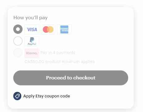 payment options for an item on etsy canada