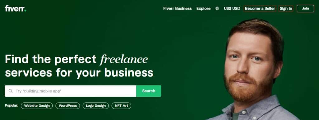 Fiverr, a freelancing website