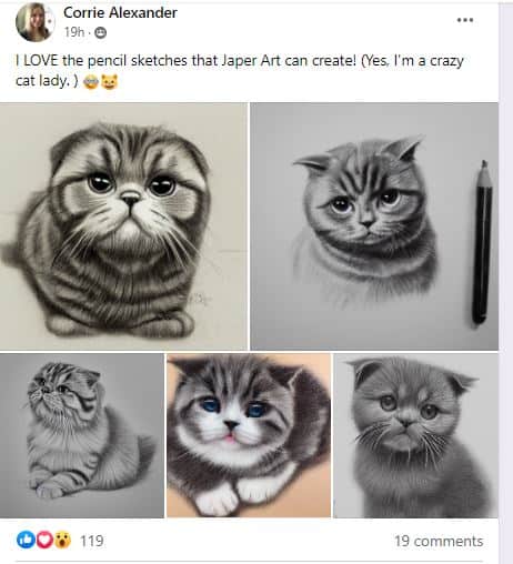 Pencil sketch of a cat created using Jasper art