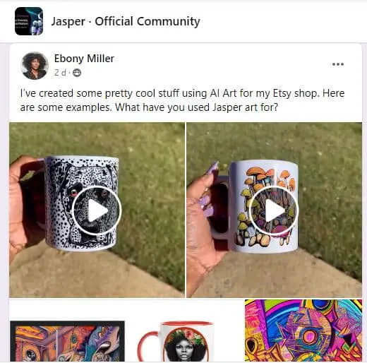 Jasper art user selling her image on etsy 