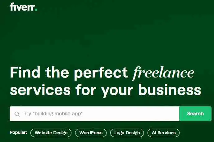 Fiverr freelance service page where you can order for gigs