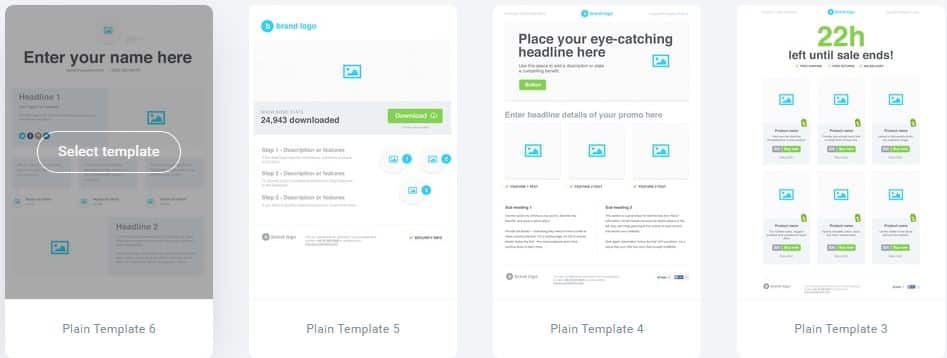 getresponse blank template for landing page