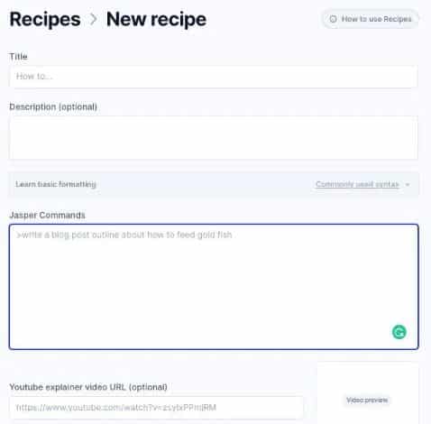 how to create a jasper recipe