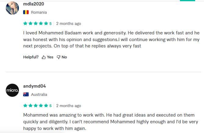 mohammed's review on fiverr