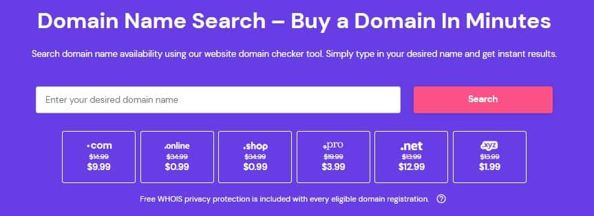 buy a domain on hostinger