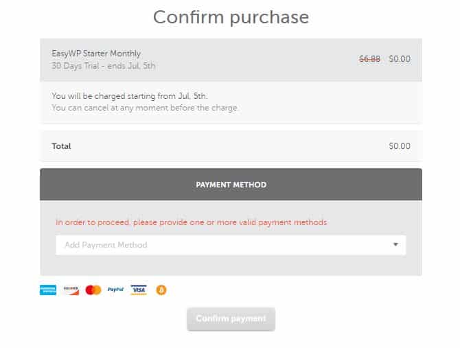 confirm purchase on Namecheap