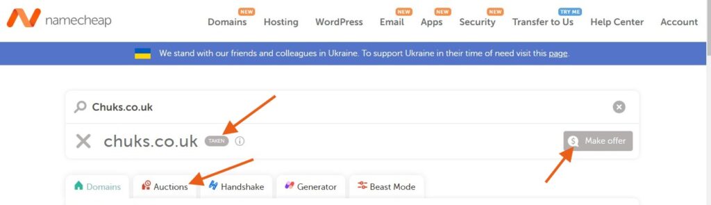 domain name search on Namecheap