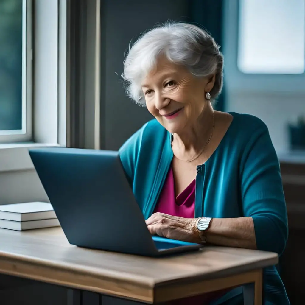 Old woman blogging