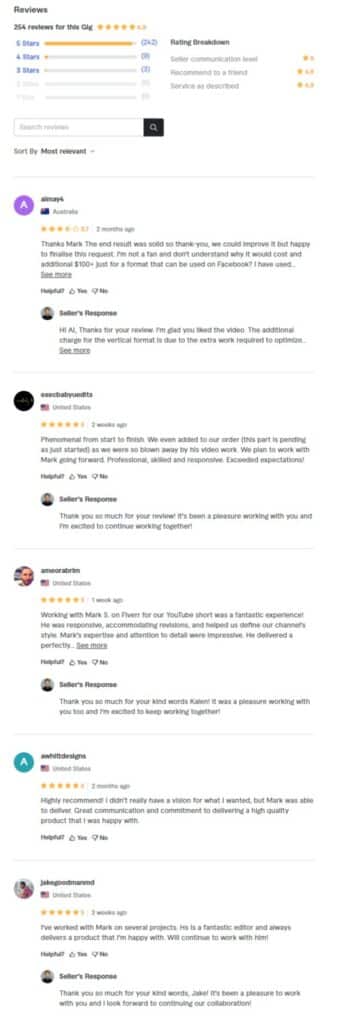 mark's review on fiverr