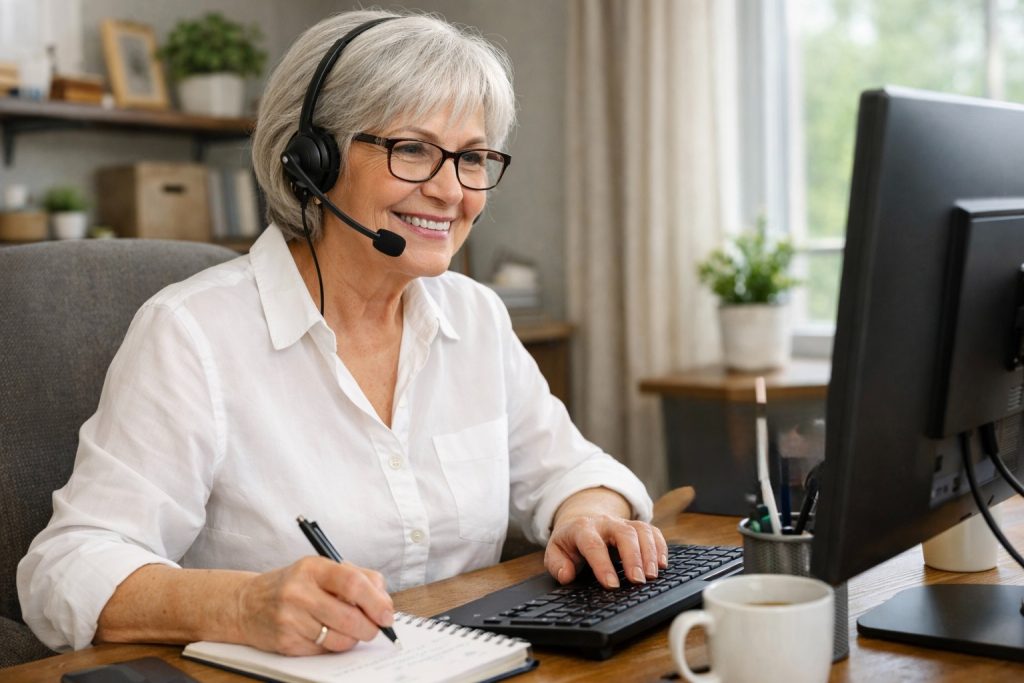 retired senior working as a virtual assiatnt 