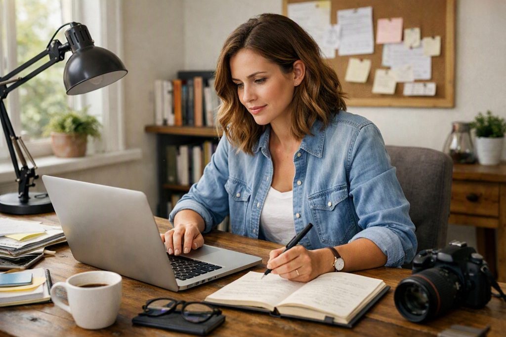 Woman working as a freelancer